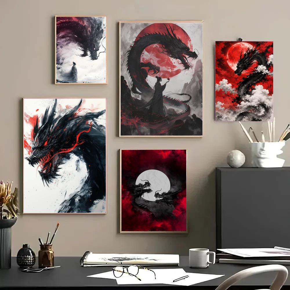 Esports Gaming Poster - Poster con drago nero, adesivi impermeabili,