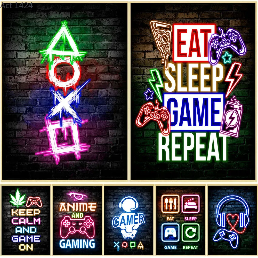 Poster su Tela Gaming Neon Eat - Esports Gaming Poster recensione e prezzo